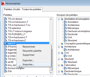 AutoCAD Gérer et importer des palettes d’outils