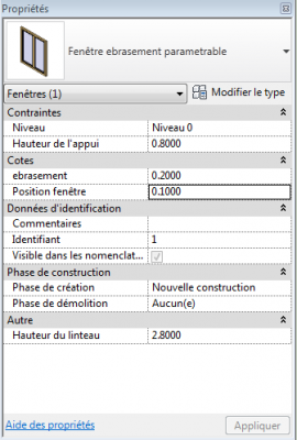 fenêtre personnalisée avec ébrasement