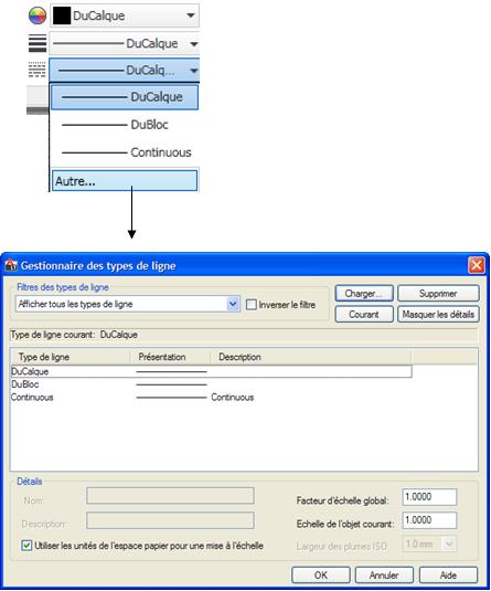 types de ligne AutoCAD