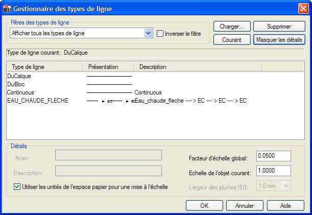 types de ligne AutoCAD