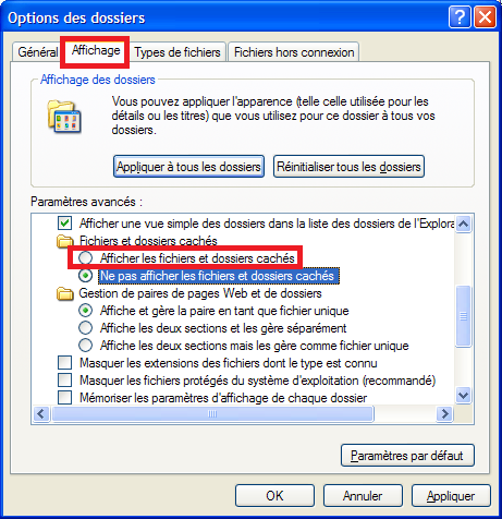 autocad windows fichiers cachés