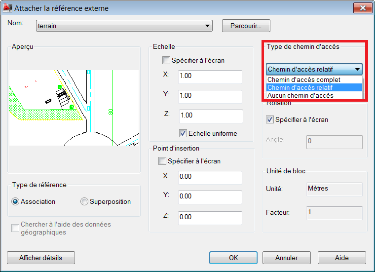 Autocad Attacher un dessin en xref