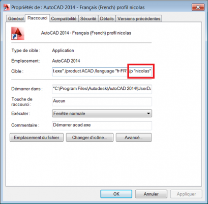 démarrer AutoCAD avec un profil personnalisé