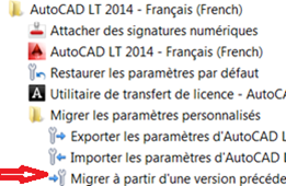 AutoCAD Migrer les paramètres