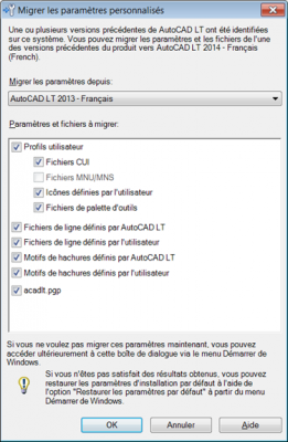 AutoCAD Migrer les paramètres