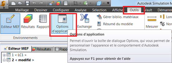 Autodesk Simulation Mechanical Options de la souris