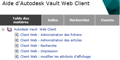 aide du Client Web Autodesk Vault 2014