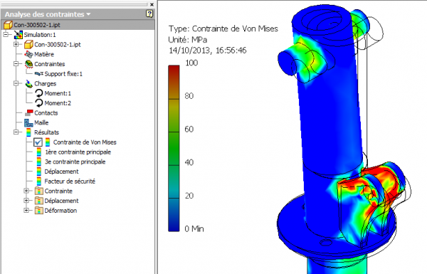 Contrainte de Von Mises dans Inventor 2014