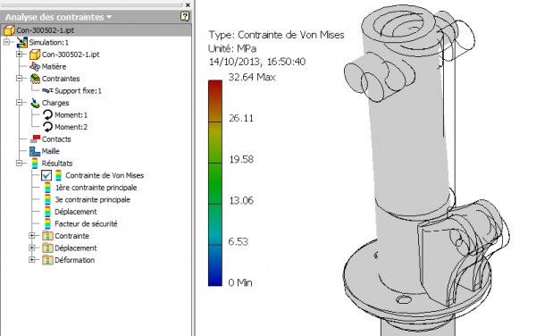 Contrainte de Von Mises dans Inventor 2014