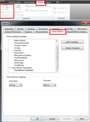 Simulation Mechanical options des vues