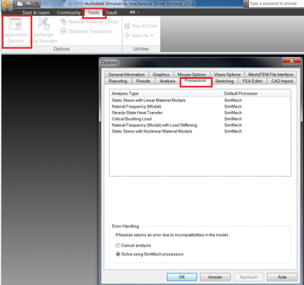 Simulation Mechanical options Processeurs