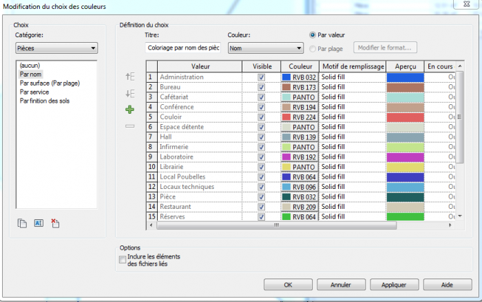 Revit Architecture 2011 Liste de pièces