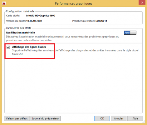 AutoCAD Accélération matérielle