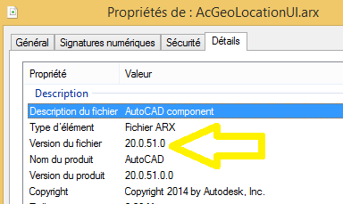 AutoCAD correctif pour la Geolocalisation