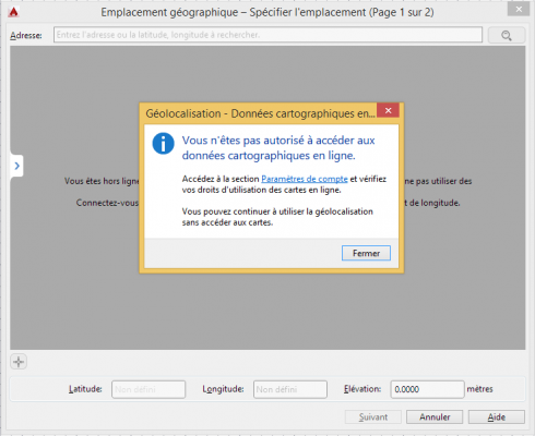 AutoCAD correctif pour la Geolocalisation