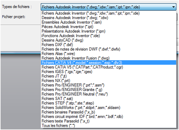 inventor 2011 importer fichiers